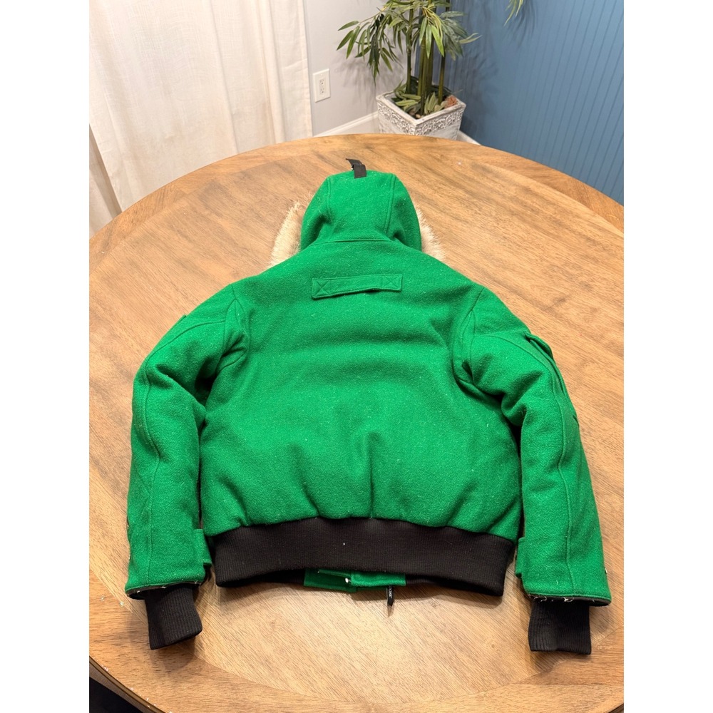 Canada Goose Chilliwack varsity Bomber Green Wool Down Fur Trim Jacket Mens Med - Picture 16 of 16